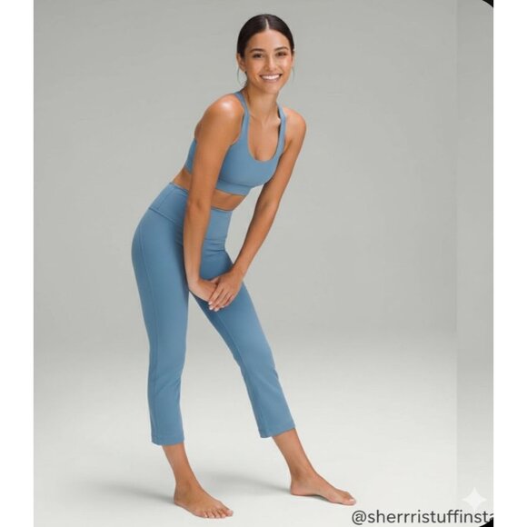lululemon athletica Pants - EXCELLENT Lululemon Groove Super-High-Rise Crop 23" Utility Blue Yoga Leggings 2